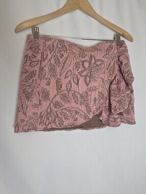 Zara Jacquard Pink And Brown Skirt